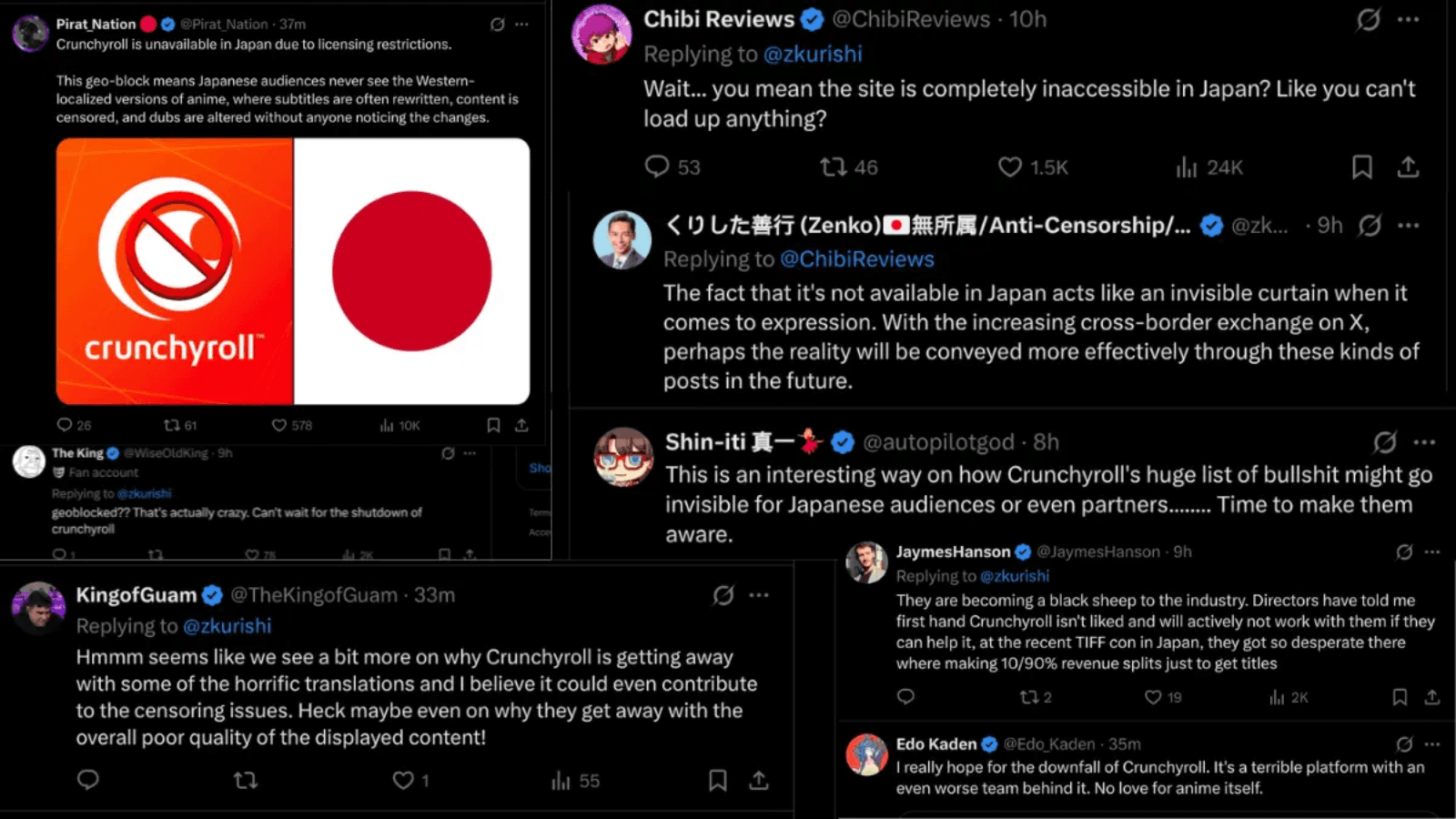 Netizen bất ngờ phát hiện Crunchyroll - nền tảng đứng đầu anime thế giới lại bị "cấm cửa" ngay tại quê hương Nhật Bản!