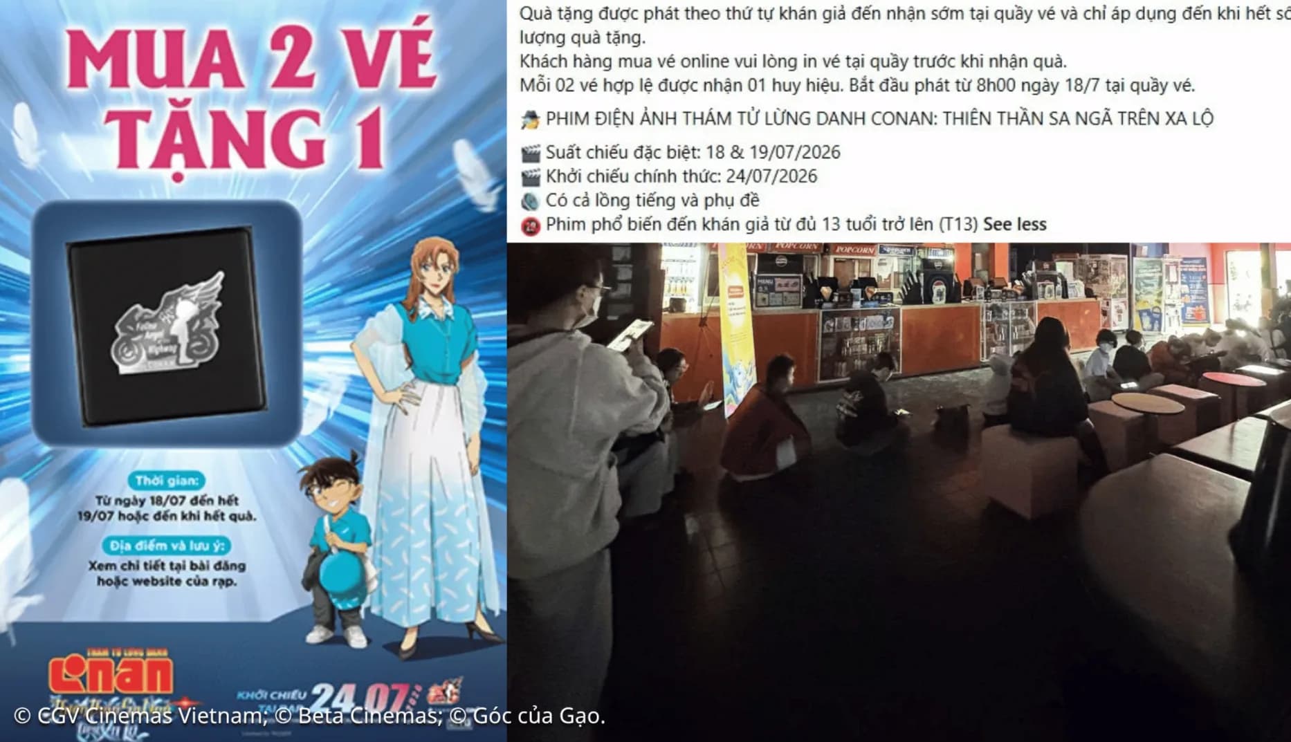 Tranh luận về quy định "mua 2 vé nhưng chỉ tặng 1", nghi vấn đầu cơ tại các cụm rạp Việt dịp công chiếu Movie Conan 29