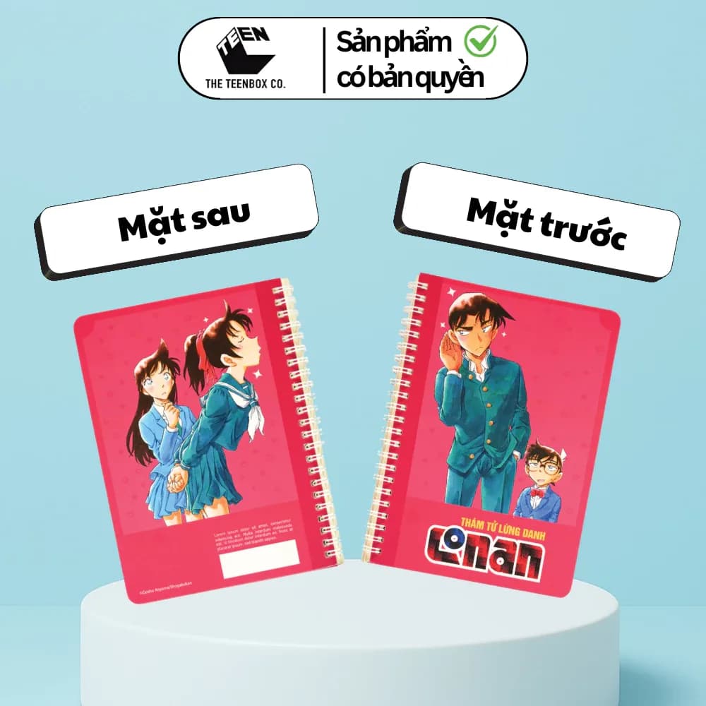 Sổ Tay Lò Xo Detective Conan A5 | Phiên Bản Kỷ Niệm 30 Năm – Hồng, Xanh (Shinichi, Ran, Conan)