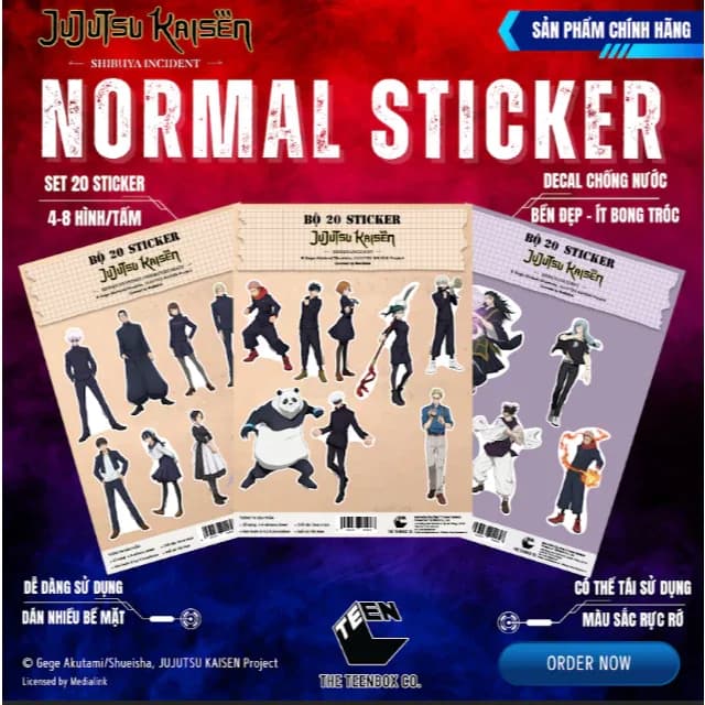 Sticker Jujutsu Kaisen – Bộ 20 Sticker Anime Decal