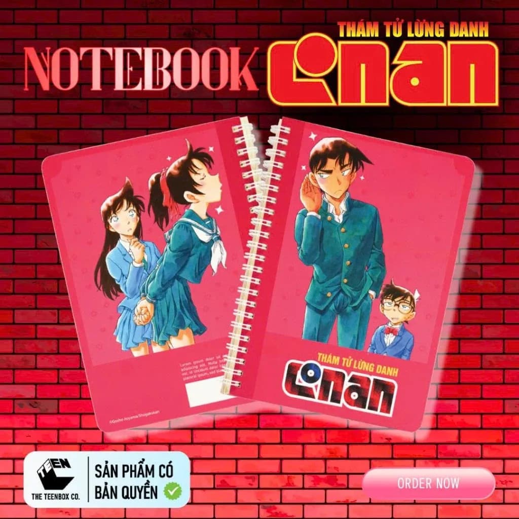 Sổ Tay Lò Xo Detective Conan A5 | Phiên Bản Kỷ Niệm 30 Năm – Hồng, Xanh (Shinichi, Ran, Conan) - Alternate