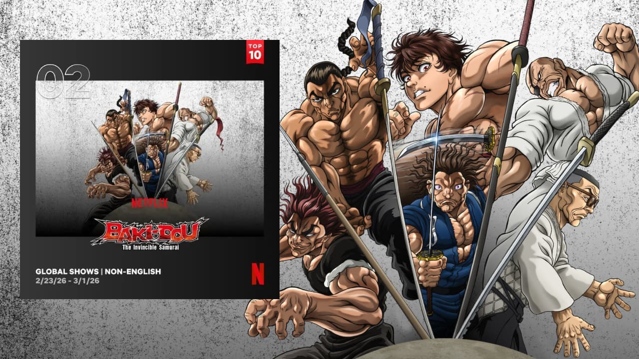 Anime ''Baki-Dou'' bất ngờ vươn lên Top 2 bảng xếp hạng toàn cầu của Netflix