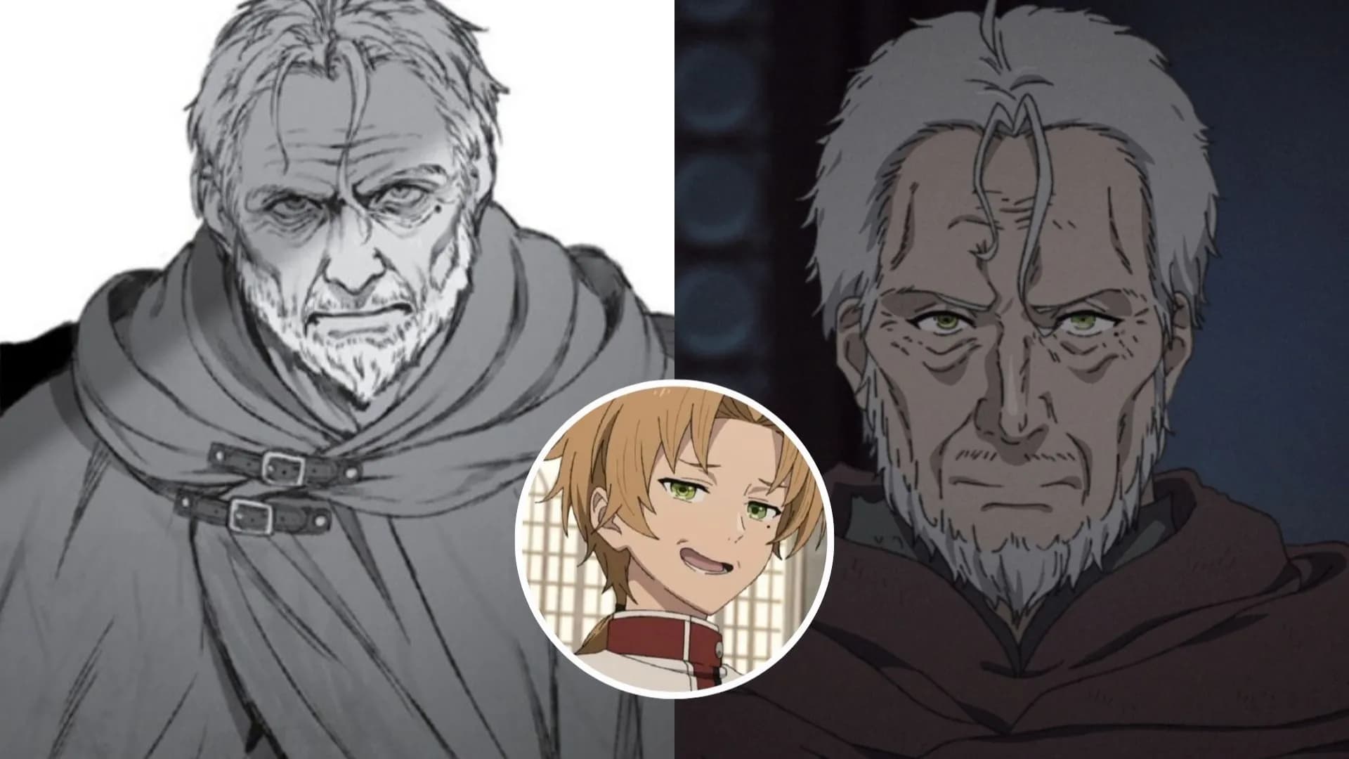 Phiên bản của Rudeus về già trong anime ''Mushoku Tensei'' được cho là "có vẻ hiền" hơn khi so sánh với phiên bản light novel