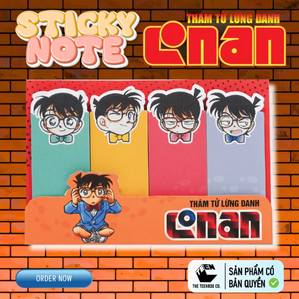 Giấy Ghi Chú Conan Chibi 2024 – Sticky Note Dễ Thương, Sản Phẩm Chính Hãng, Phân Phối Bởi Teenbox